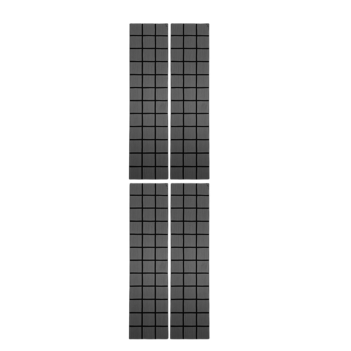 Close-up of Grid Acoustic Wall Panels 120cm x 30cm Black Oak Pack of 4 UK by Solid Furniture UK, highlighting wood grain texture and self adhesive backing