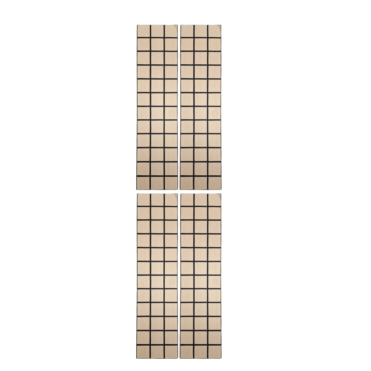 Close-up of Grid Acoustic Wall Panels 120cm x 30cm Premium Oak Pack of 4 UK by Solid Furniture UK, showing wood veneer texture and self adhesive finish