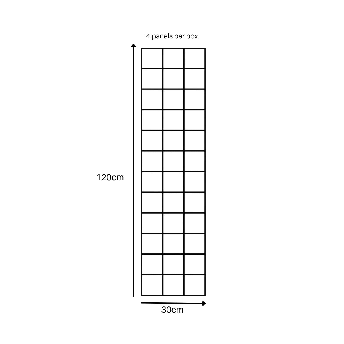 Single Grid Acoustic Wall Panel 120cm x 30cm UK by Solid Furniture UK showing exact dimensions for accurate wall fitting and planning