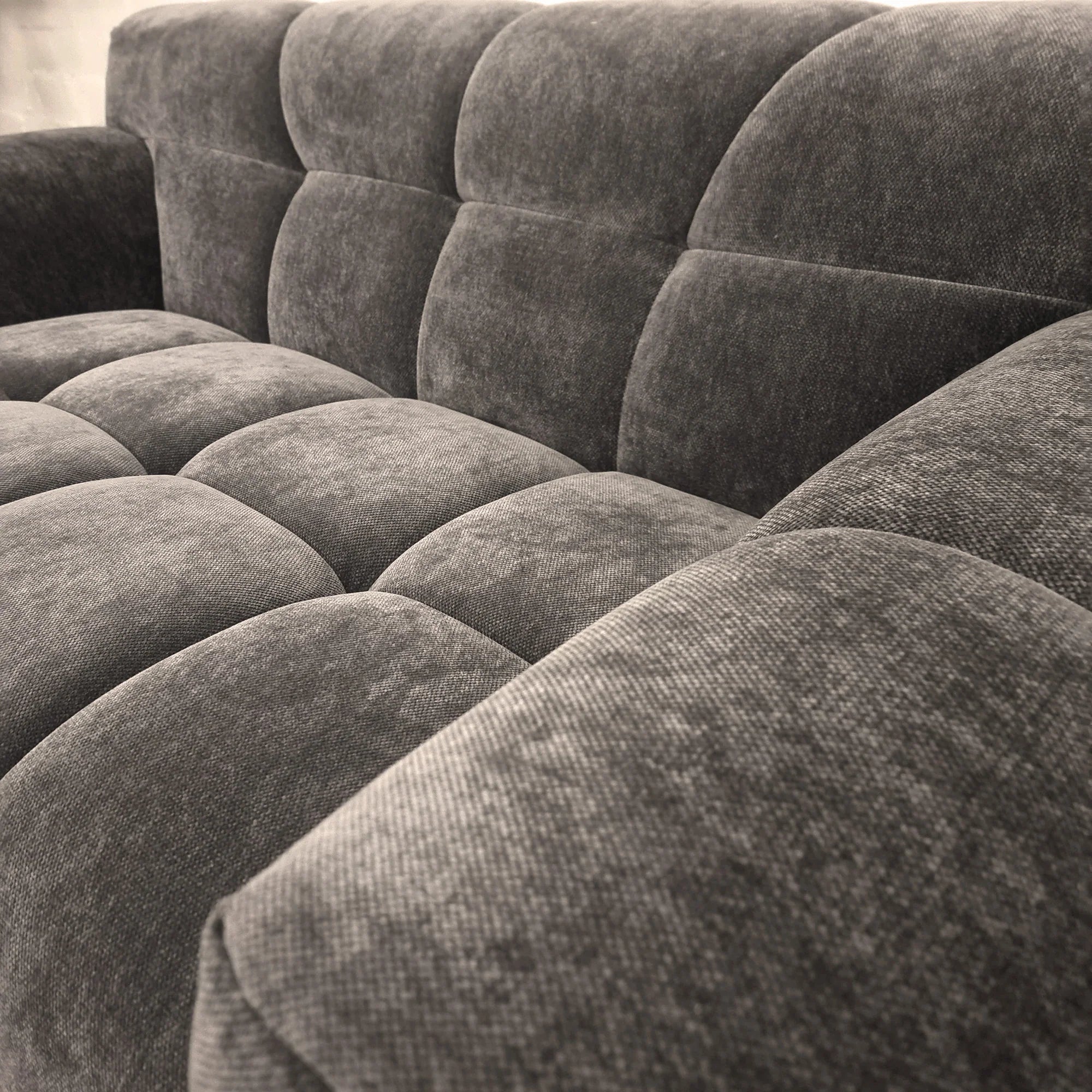 Harlem 3 seater sofa chocolate velvet side view showing arm detail, seat depth and solid wooden frame, UK living room furniture solid furniture UK