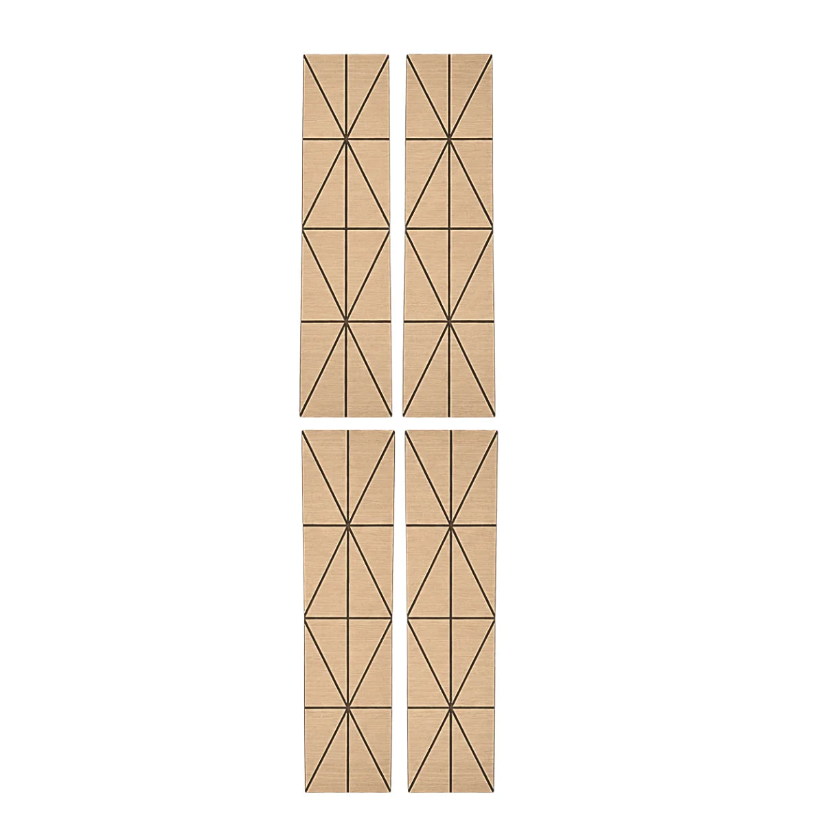 Closeup view of Harlequin Acoustic Wall Panels pack of 4 in Walnut wood veneer finish by Solid Furniture UK