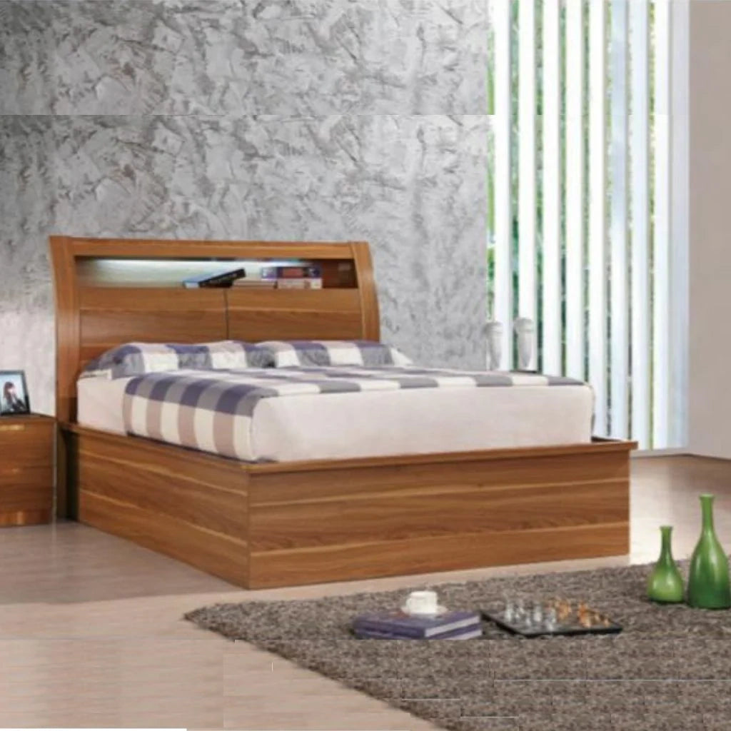 High Gloss Grey Romeo Ottoman Bed with LED Lighting by Solid Furniture UK