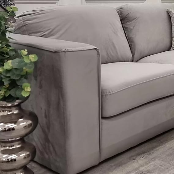 Hudson 4 Piece Corner Sofa in Pebble Grey Fabric for Modern Living Rooms