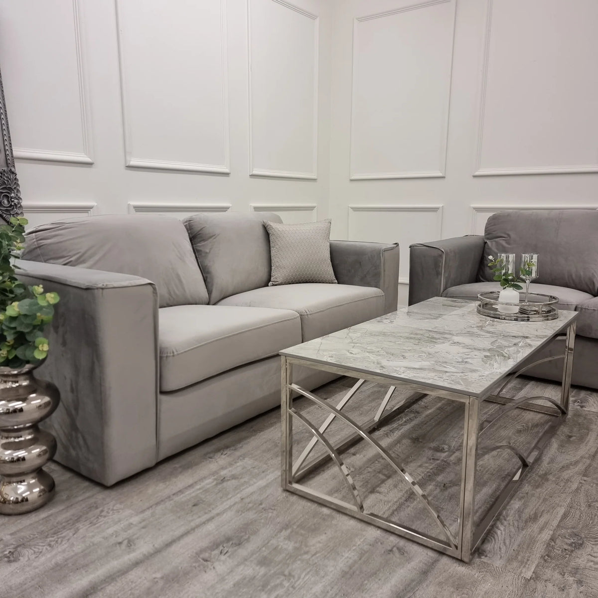 Hudson 3 & 2 Seater Sofa with Fixed Back Cushion – Fabric Sofa Set | Solid Furniture UK