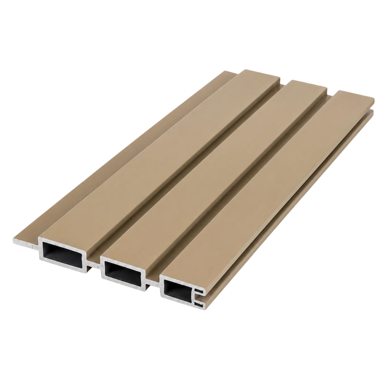 Khaki Composite Fence Panels by Solid Furniture UK featuring a modern and durable outdoor fencing design