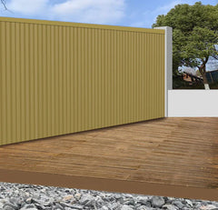 Khaki WPC Outdoor Wall Panel installed on garden wall