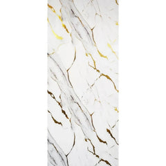 Close-up view of the White and Gold gloss PVC wall panel finish by Solid Furniture UK