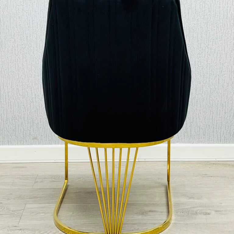 Lasco Black & Gold Dining Chair Back View with Elegant Frame Detail from Solid Furniture UK