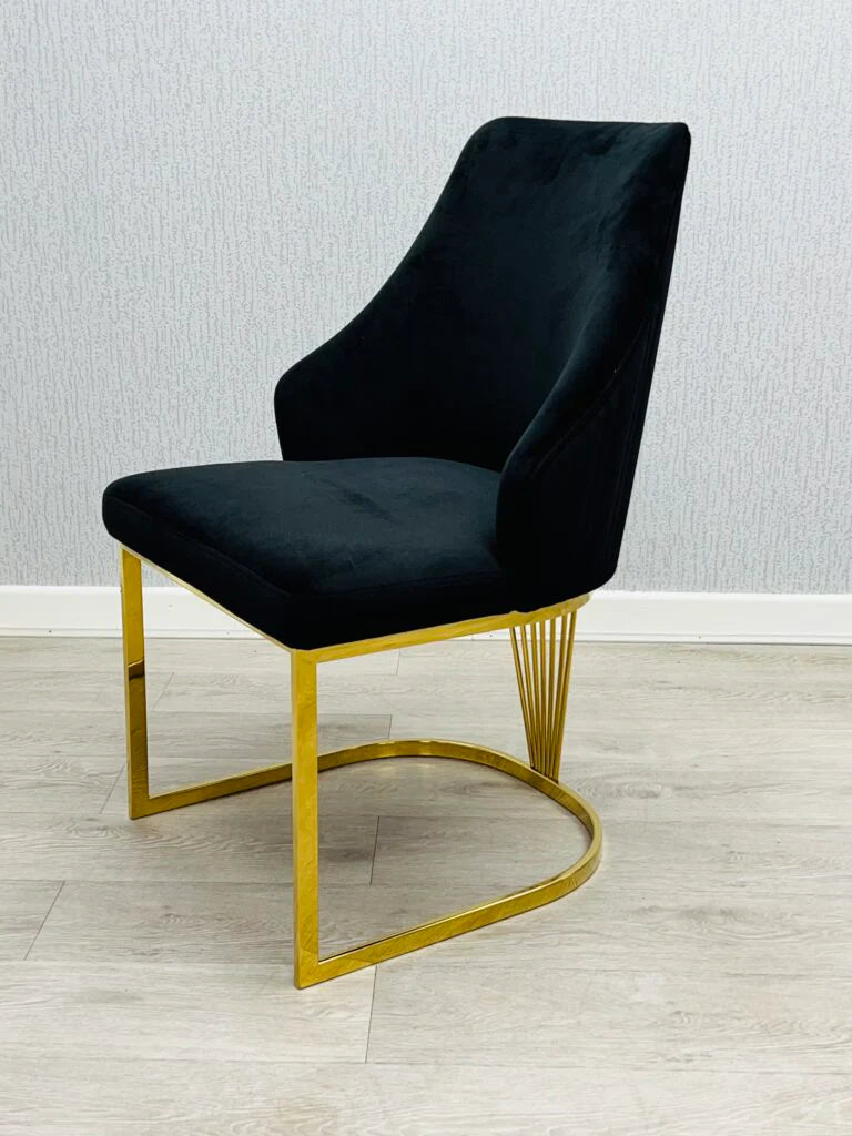 Lasco Black & Gold Dining Chair Set of 2 Main View from Solid Furniture UK