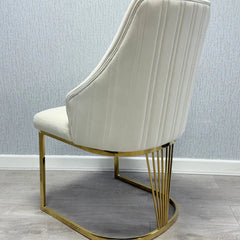 Lasco Cream & Gold Dining Chair Back View with Elegant Frame Detail from Solid Furniture UK