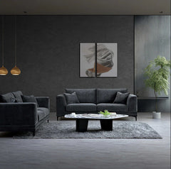 Lenox sofa styled in a modern living room with mid-century furniture solid furniture UK