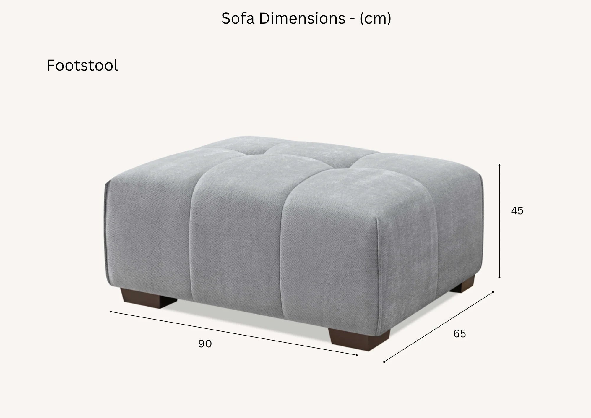 Leonard matching footstool in cloudy grey bouclé fabric, perfect companion to the corner sofa dimension solid furniture UK