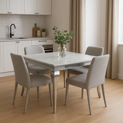 Lewis Chrome Marble Dining Table 1.2m – main view from Solid Furniture UK