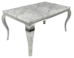 Lewis Chrome Marble Dining Table 1.5m – main view from Solid Furniture UK