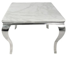 Lewis Chrome Marble Dining Table 1m square – main view from Solid Furniture UK