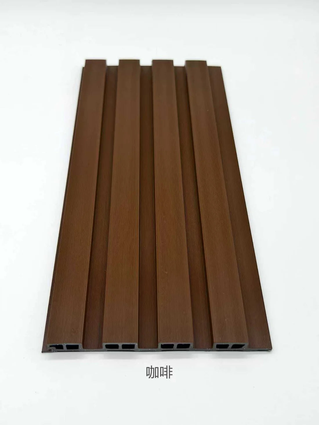 Light brown outdoor wall panels 16x240cm pack of 12 UK by Solid Furniture LTD showing natural wood-style slatted design for exterior walls