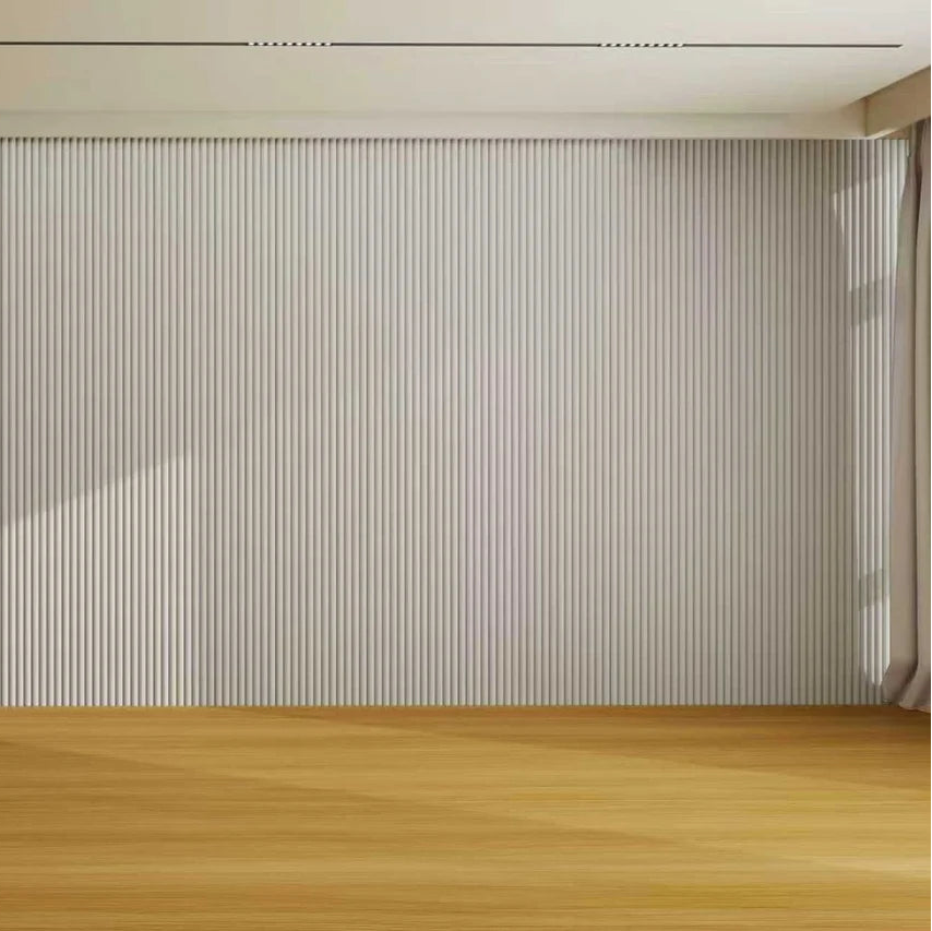 Light Grey Fluted WPC Wall Panels by Solid Furniture UK installed for a contemporary interior wall finish