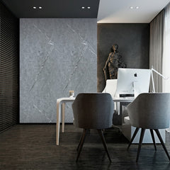 Light Grey Marble PVC Wall Panels 60×240cm installed in a modern office space from Solid Furniture UK