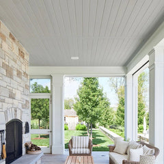 Light Grey WPC ceiling panels installed outdoors – Solid Furniture UK
