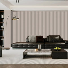 Light Grey WPC multi-width wall panels installed in a modern living room by Solid Furniture UK