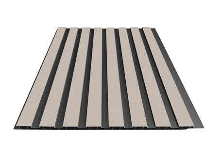 Light Grey WPC Slatted Wall Panels for Modern Interior Design Solid Furniture UK