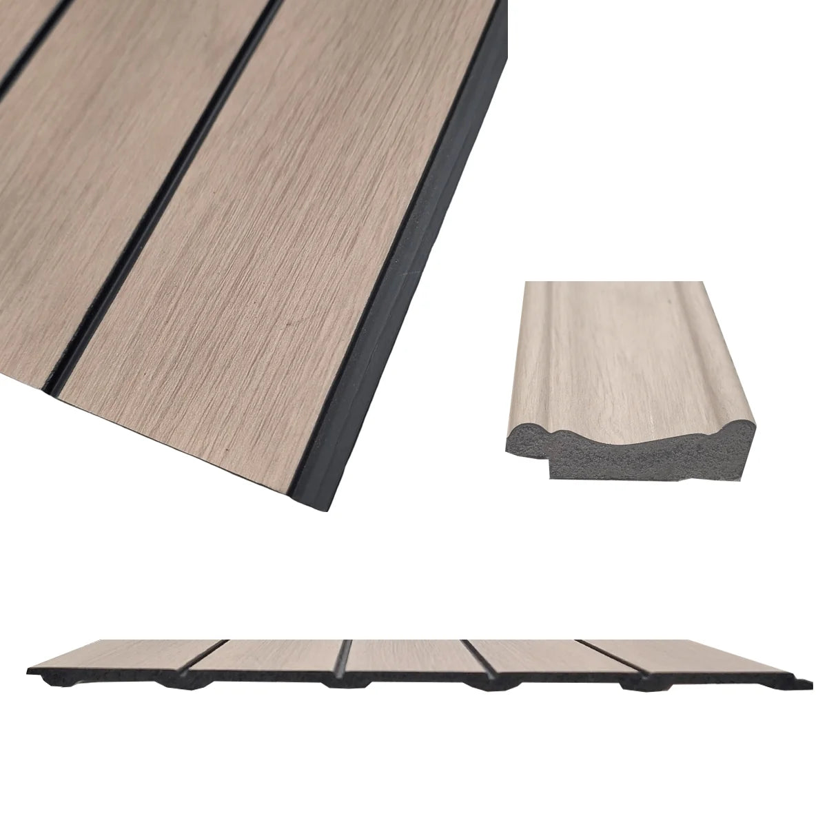 Detailed view of light oak slatted wall panel texture by Solid Furniture UK
