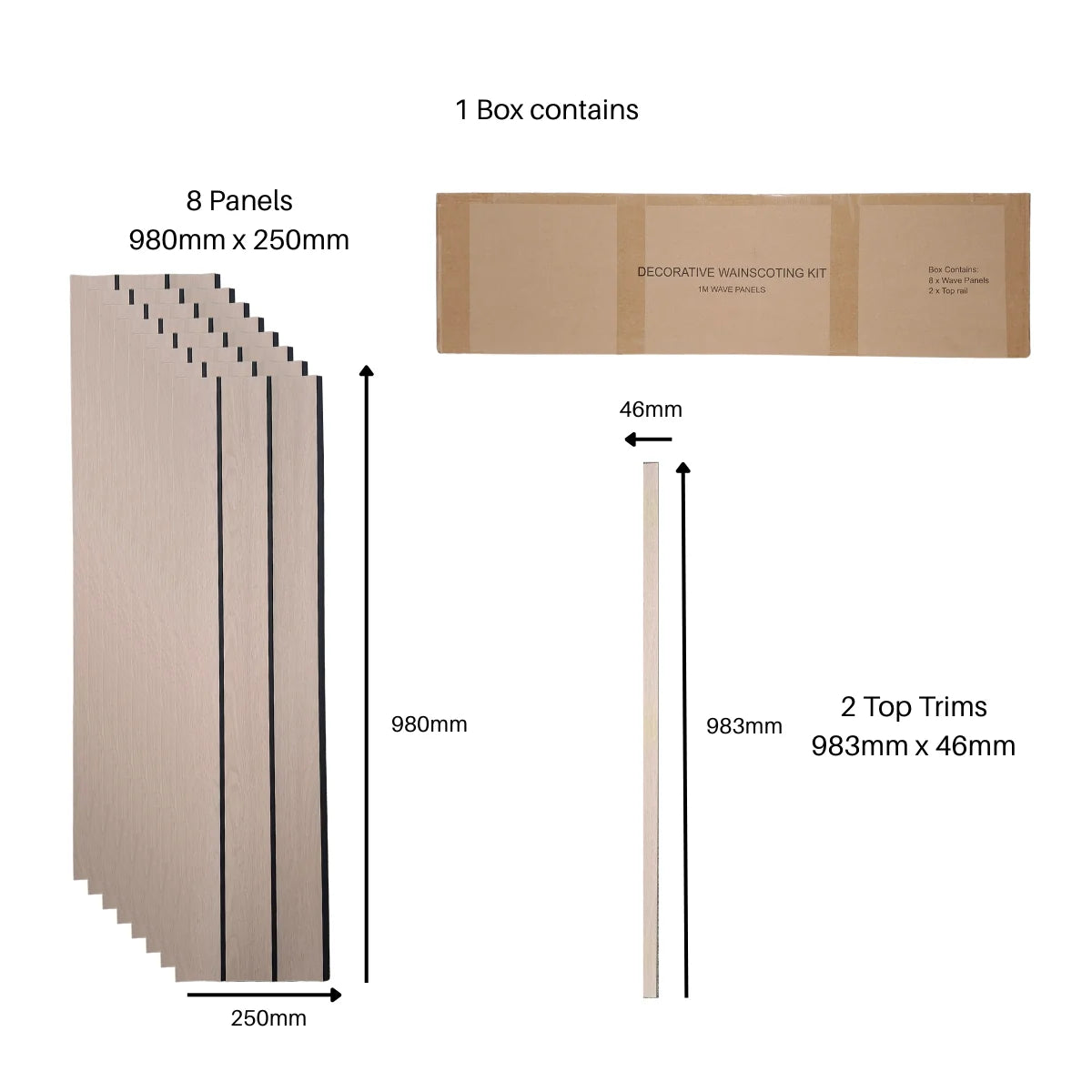 Light Oak Wave wainscoting wall panel dimensions
