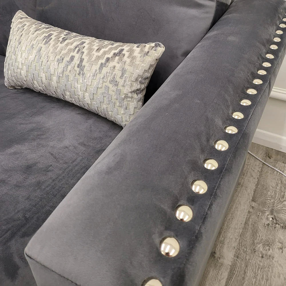 luxury velvet 4 seater corner sofa Lincoln design solid furniture UK