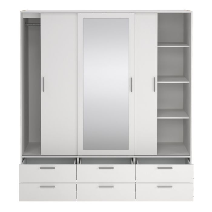 Close-up of smooth sliding door tracks on Line White wardrobe