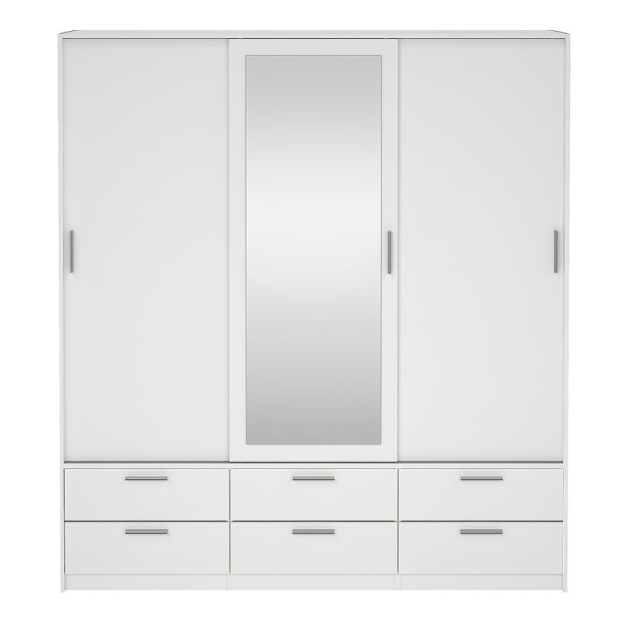 Top shelves in Line White wardrobe for folded clothes and storage