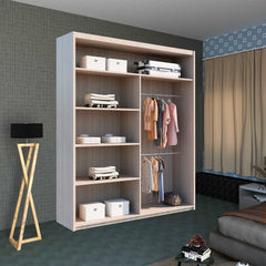 LISBON oak sliding door wardrobe with mirror in a modern bedroom