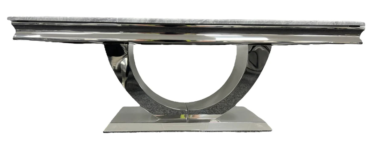 London 120cm coffee table base view showing the chrome U-shaped pedestal by Solid Furniture UK