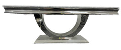 London 120cm coffee table base view showing the chrome U-shaped pedestal by Solid Furniture UK