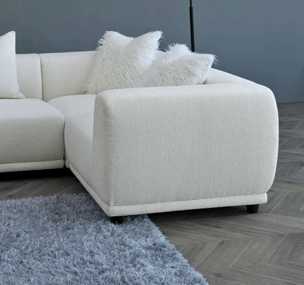 Polar White Lottie modular corner sofa arranged in living room