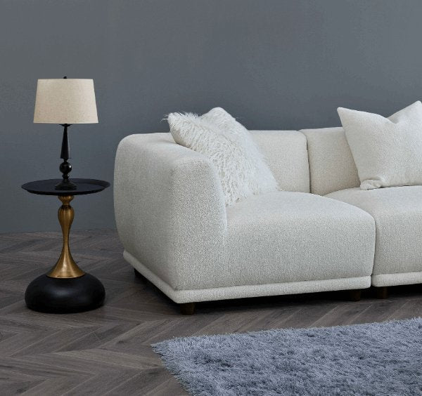 Close-up of padded armrest and backrest on Lottie modular sofa - SOLID FURNITURE LTD