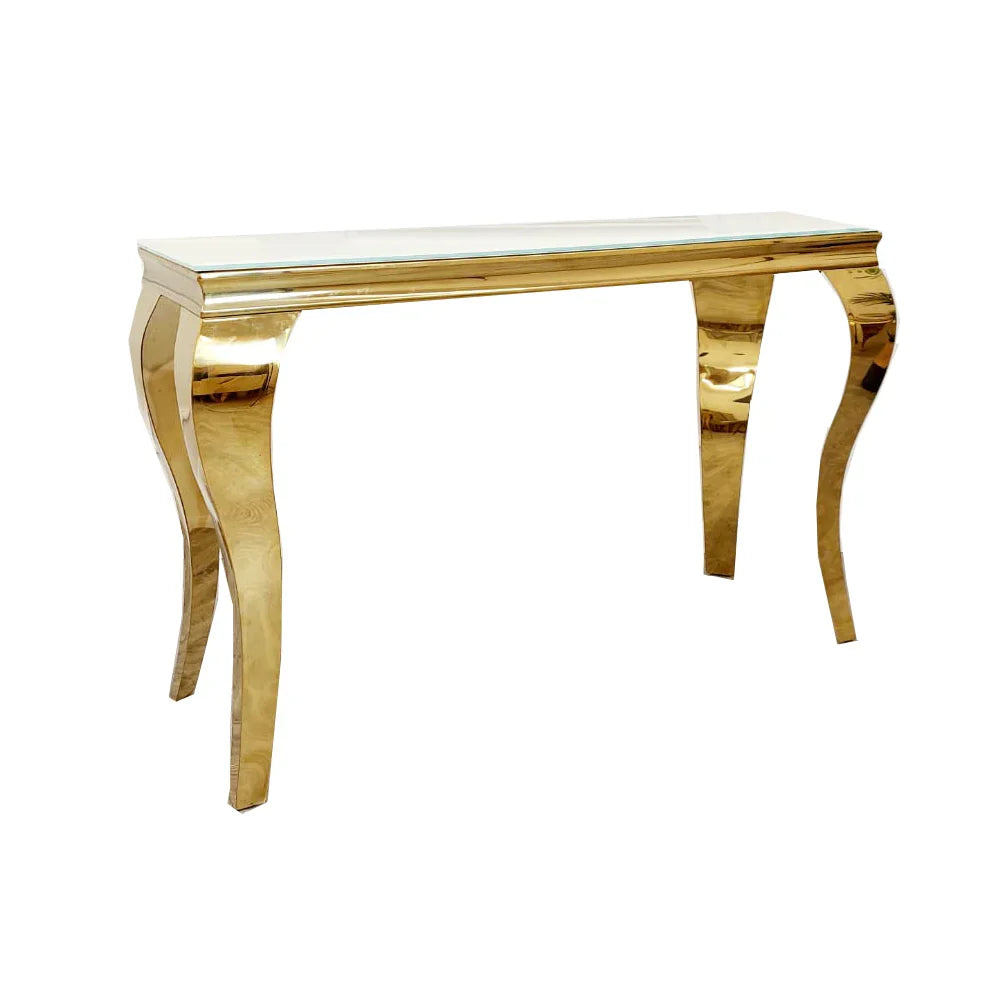 120cm Louis Console Table UK with marble and ceramic top options and gold frame by Solid Furniture