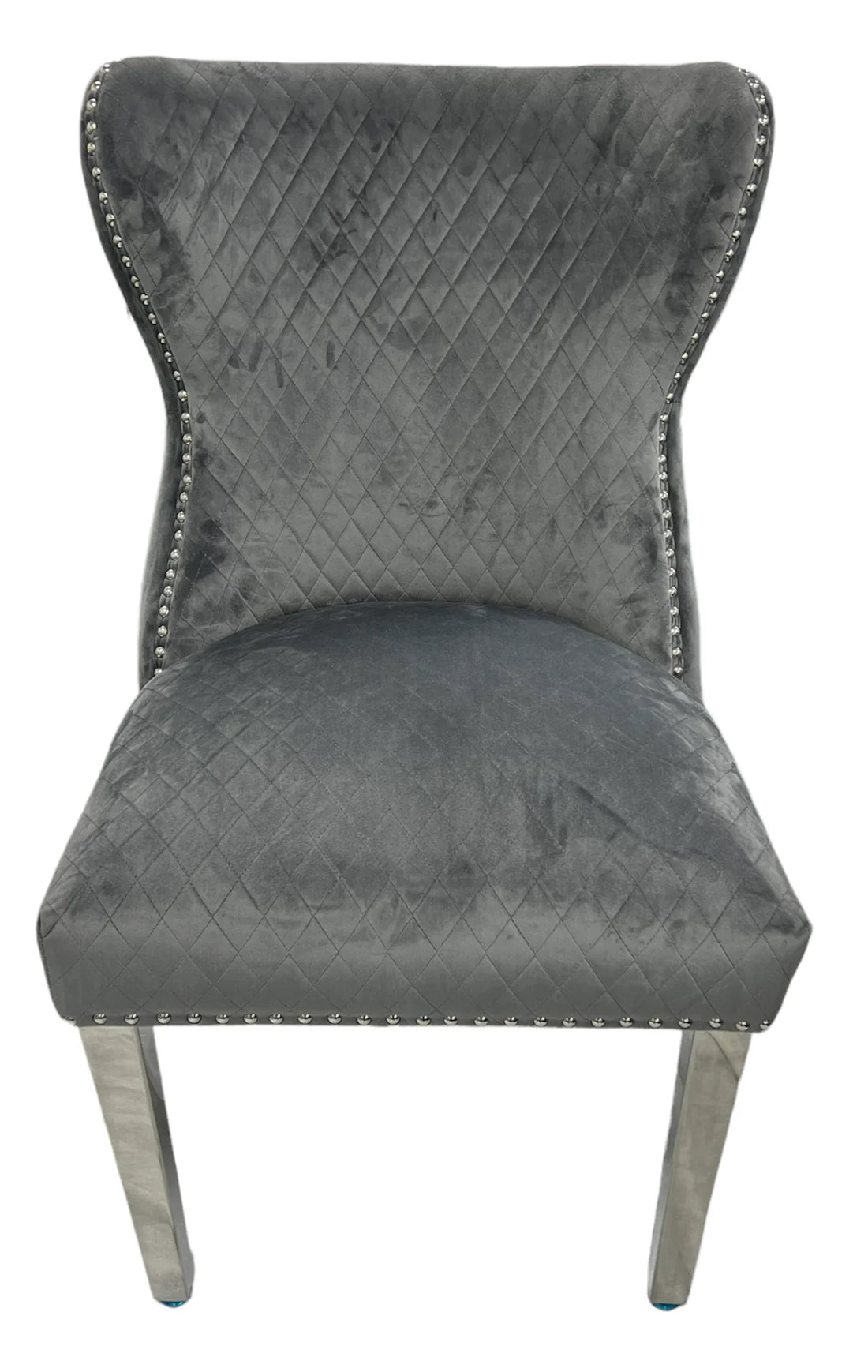 Louis Plush Dining Chair Dark Grey by Solid Furniture UK main front view showing luxury velvet finish
