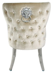 Louis Plush Dining Chair Mink by Solid Furniture UK back view showing classic Chesterfield styling