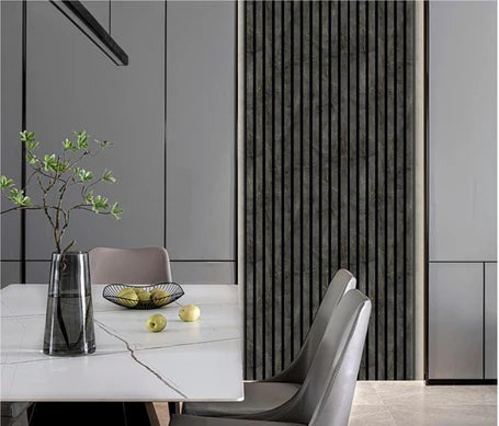 Marble black & gold acoustic slatted wall panel for interiors Solid Furniture uk