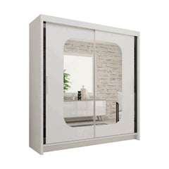 Marika white sliding wardrobe with full-length mirrored doors in modern bedroom