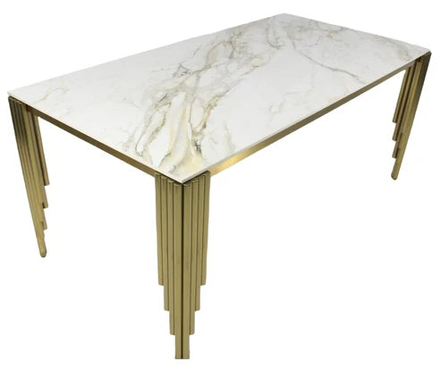 Mayfair dining table tabletop showing marble and ceramic finish options, Solid Furniture UK