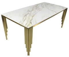 Mayfair dining table tabletop showing marble and ceramic finish options, Solid Furniture UK