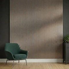 Metallic brown acoustic wall panels 60x240 by Solid Furniture UK full front view showing slim slatted design and modern textured finish