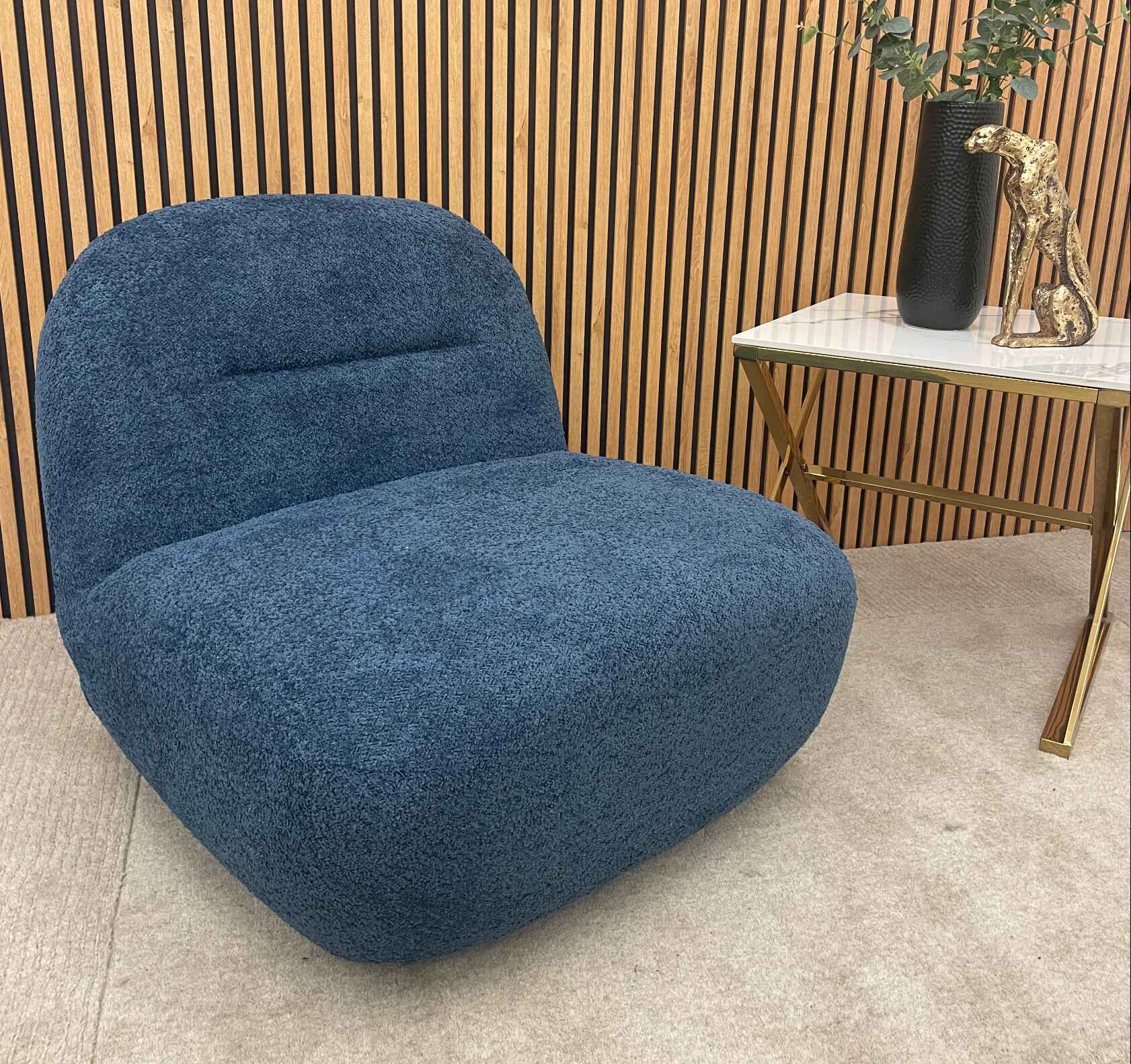 Miami Accent Swivel Chair in Blue with two scatter cushions for living room décor solid furniture UK