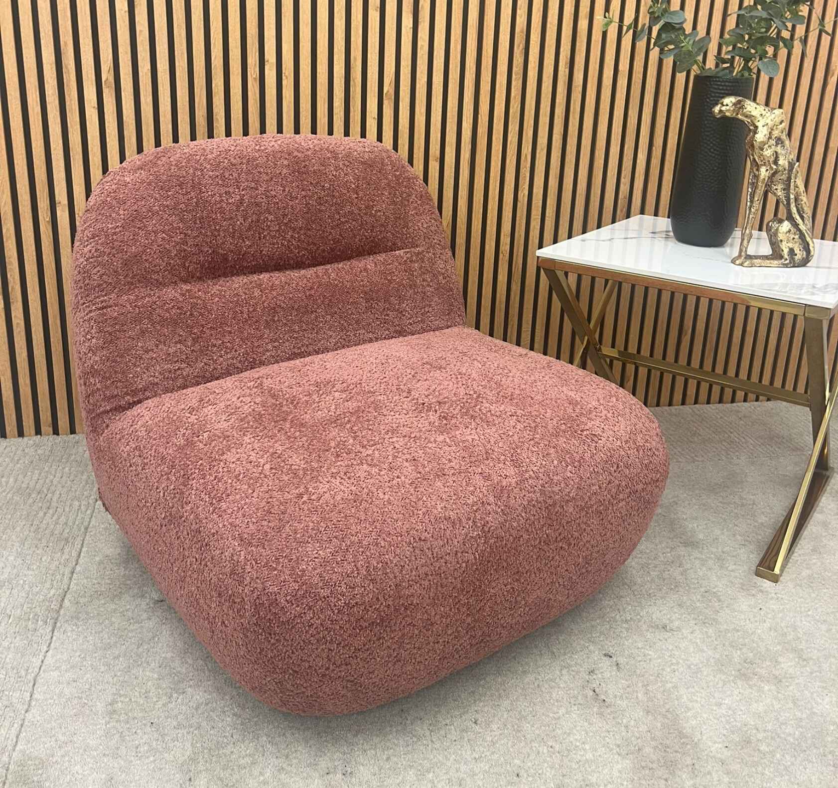 Miami Accent Swivel Chair in Blush Orange with two scatter cushions for living room décor SOLID FURNITURE LTD
