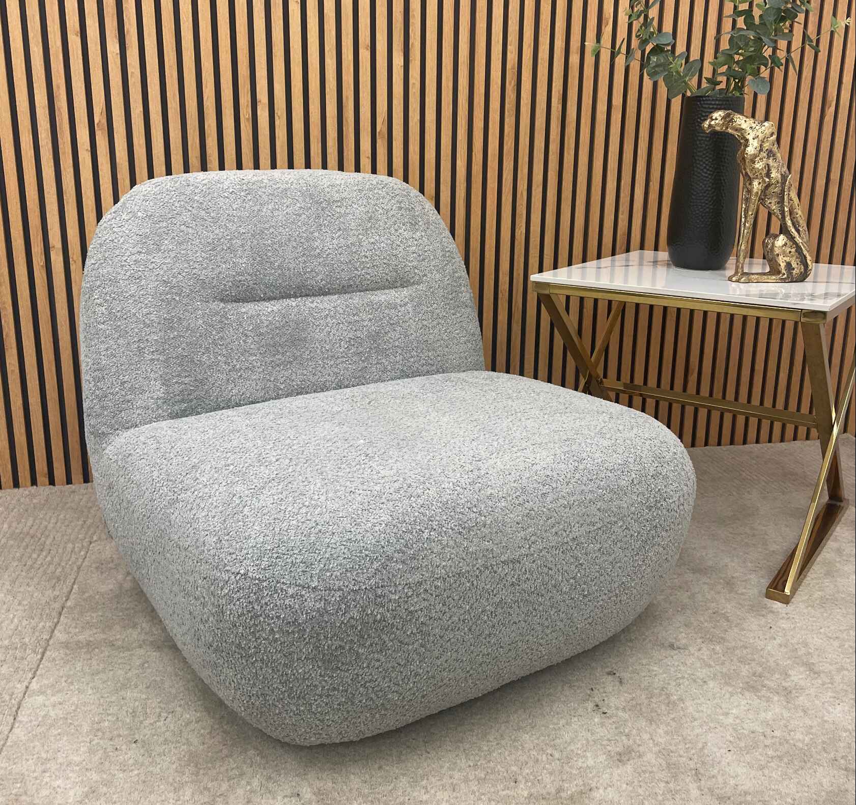 Close-up of soft premium boucle fabric on Miami Accent Swivel Chair for ultimate comfort SOLID FURNITURE LTD