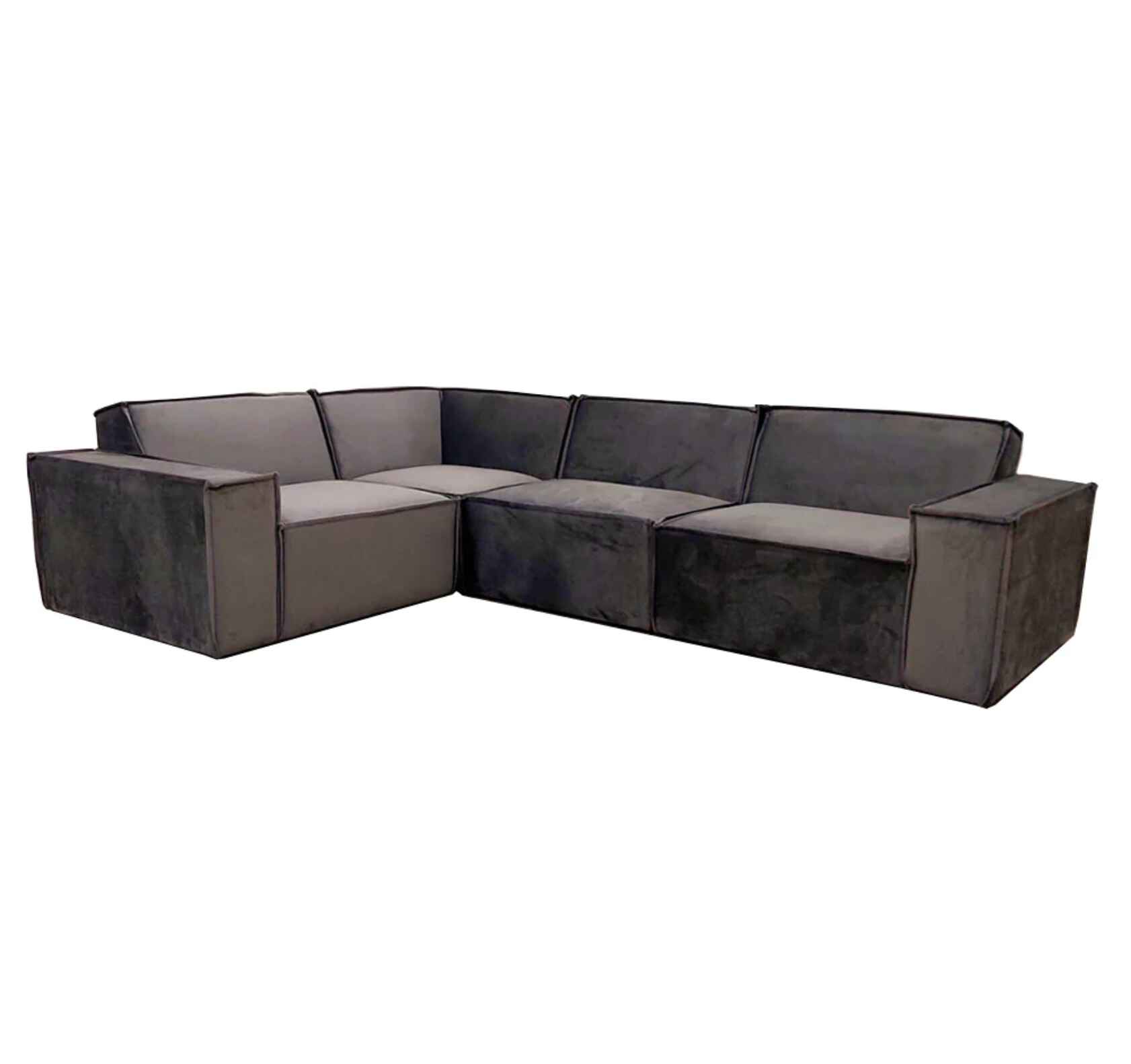 Midland Velvet 4 Seater Corner Sofa in Steel Grey – Luxurious Velvet Upholstery SOLID FURNITURE UK
