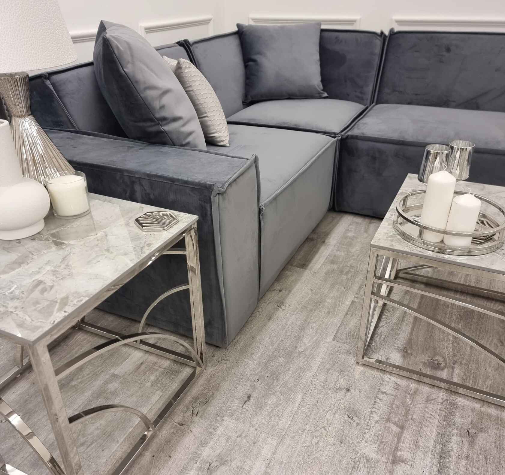Soft Velvet Upholstery on Midland 4 Seater Corner Sofa – Stylish & Durable SOLID FURNITURE UK