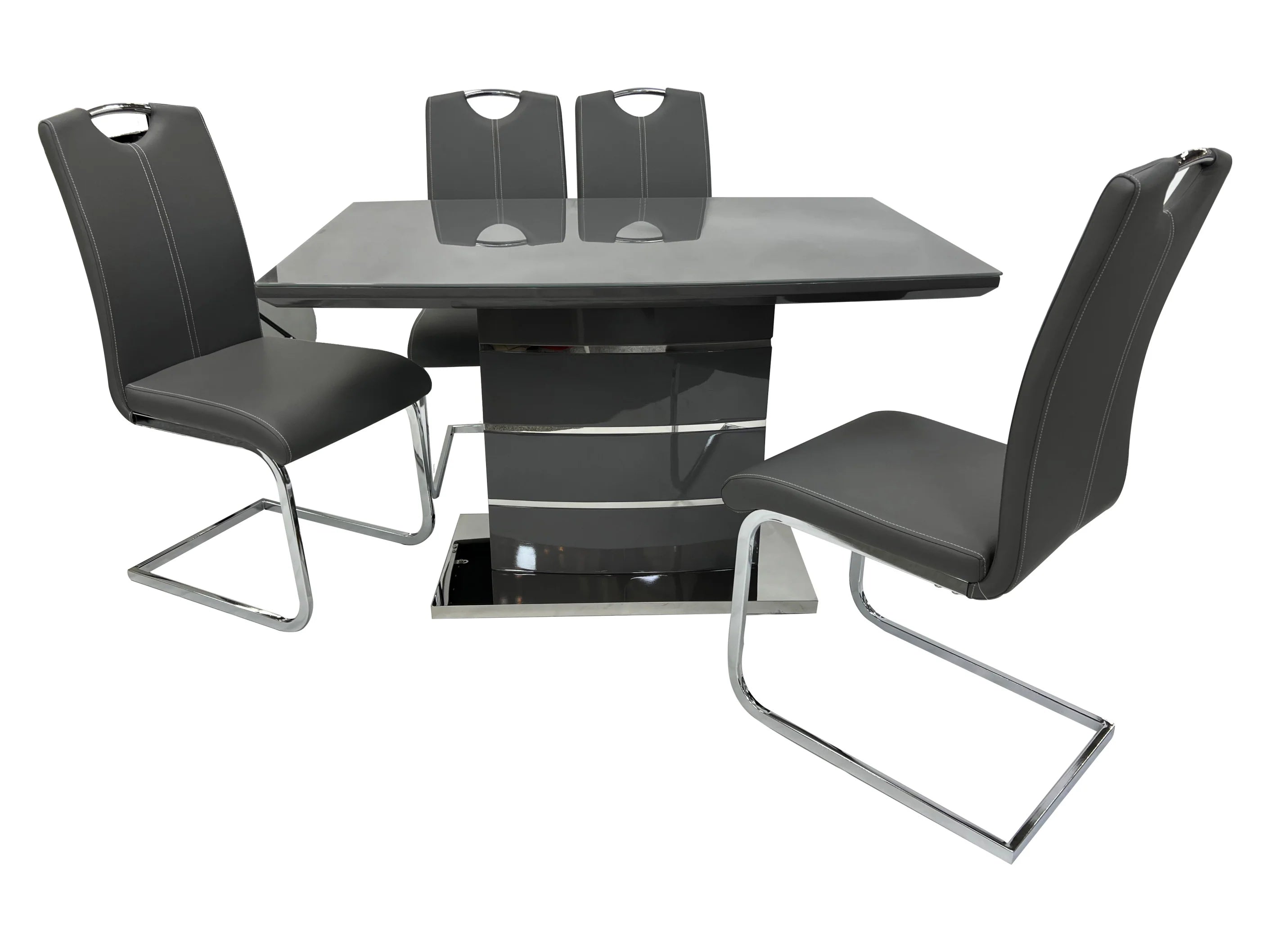 Milan 120cm dining table with matching chairs in grey finish for modern dining room set