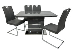 Milan 120cm dining table with matching chairs in grey finish for modern dining room set